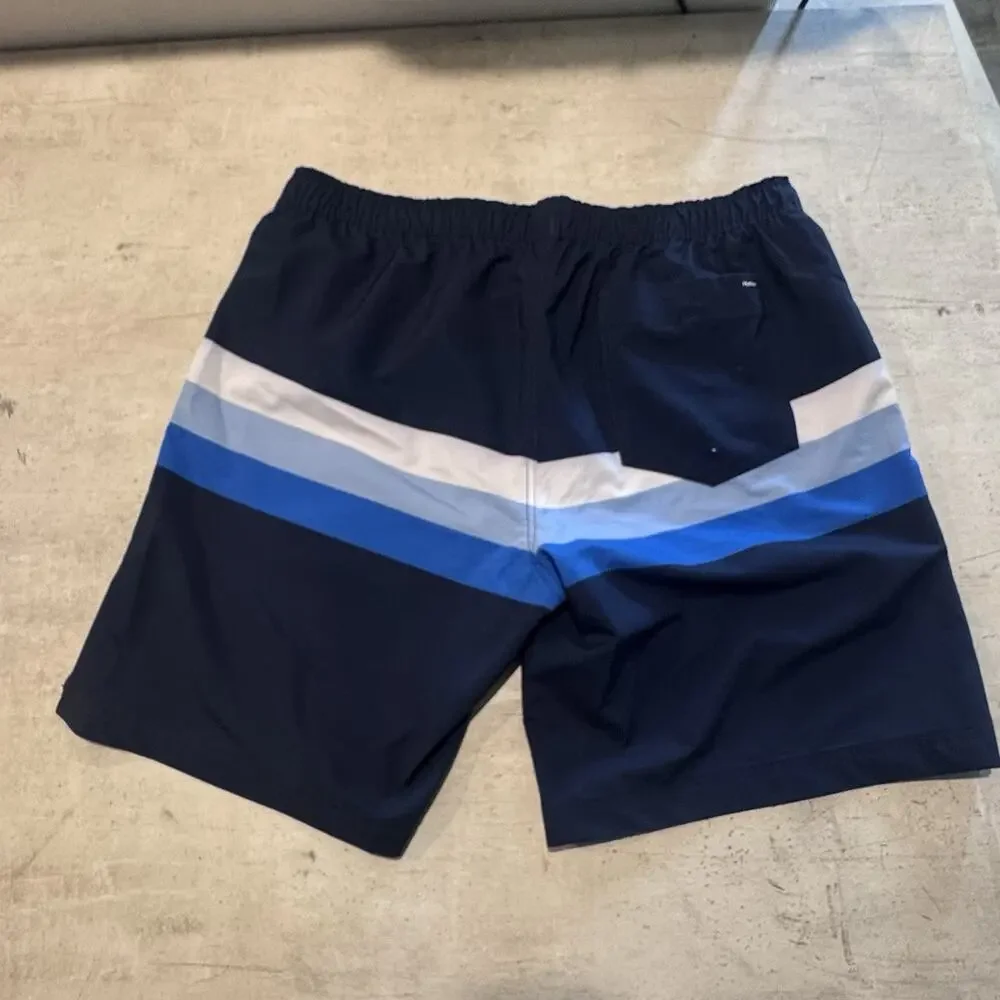 Hurley Swim Shorts Mens XXL Blue Stripe Trunks Lined Quick Dry Beach